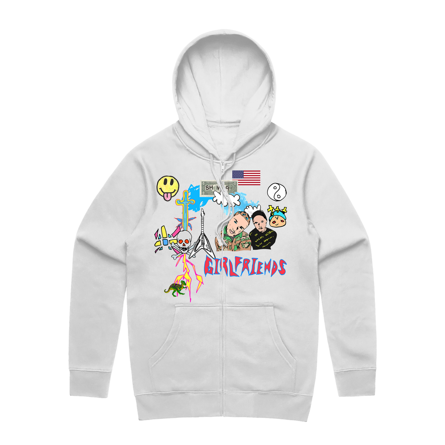 (e)motion sickness zip-up hoodie - white