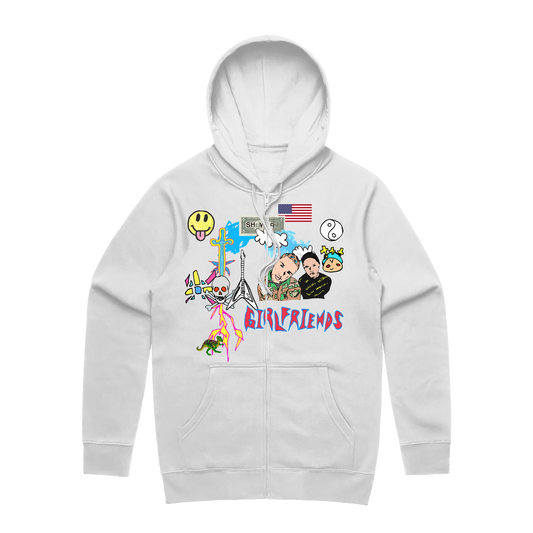 (e)motion sickness zip-up hoodie - white